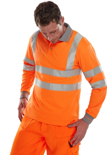 Unisex Long Sleeve Hi-Vis Polo Shirt - Image 3