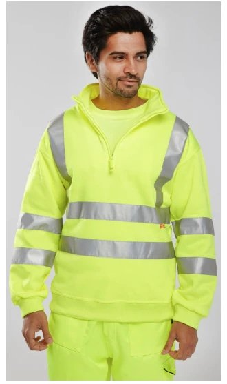 Unisex Hi-Vis Half Zipped Jumper - Image 2