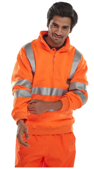 Unisex Hi-Vis Half Zipped Jumper - Image 5