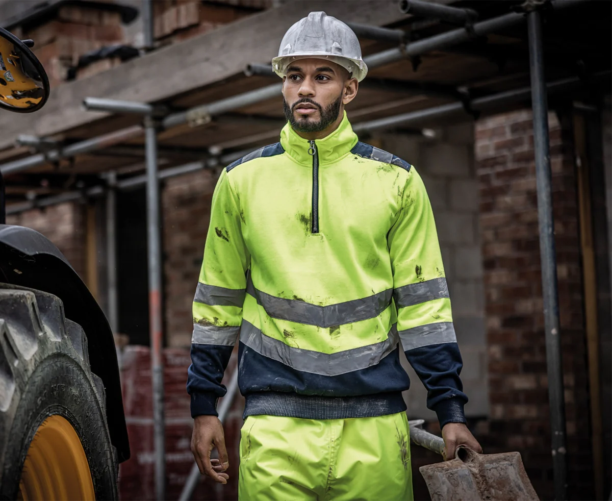 Unisex Hi-Vis Pro 1/4 Zip Sweat Top - Image 2
